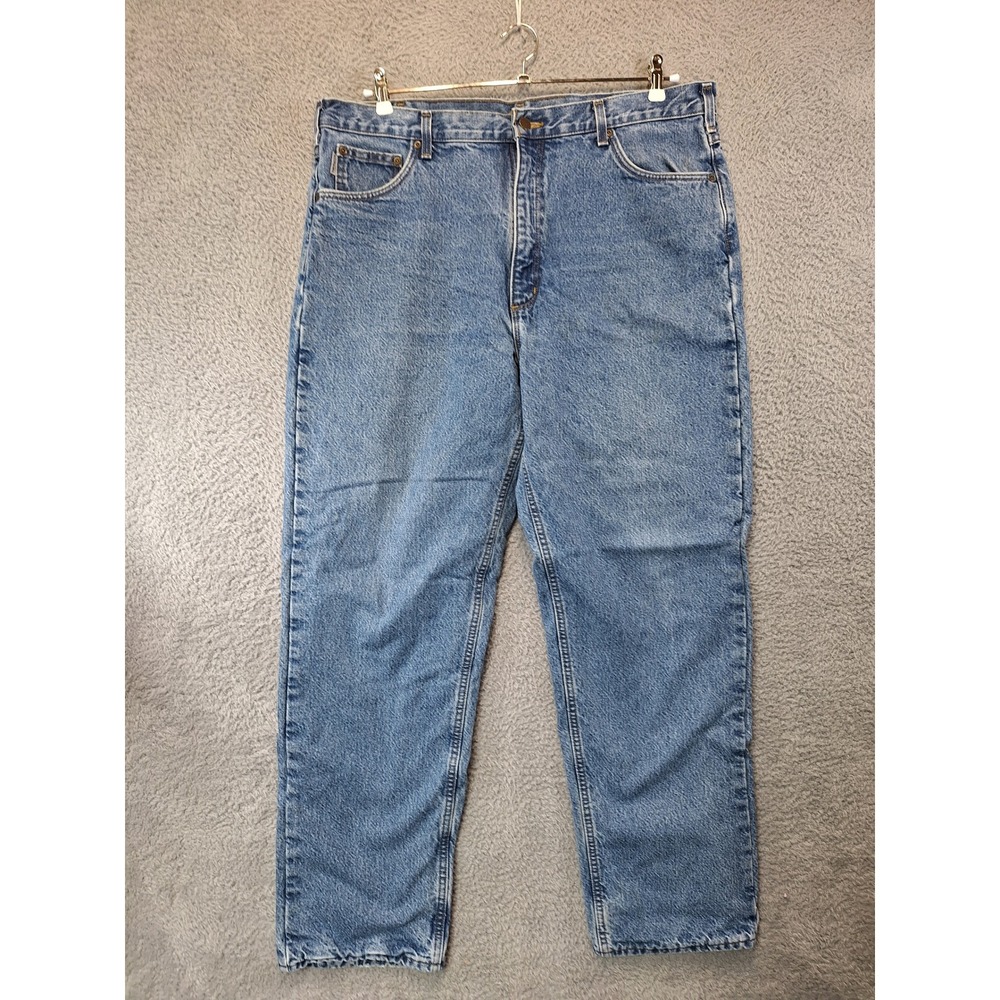 Carhartt Relaxed Fit Flannel Lined Jeans Mens 40x34 (Fits 40x32.5)‎ Light Wash